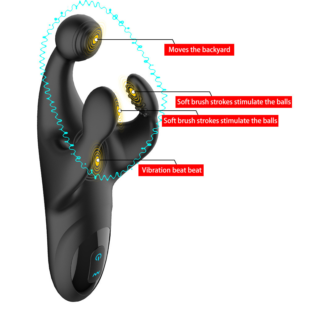Odin Triple-Head Vibrating Prostate and Testicle Massager, 10-Frequency Silicone Anal Plug — detail image 7