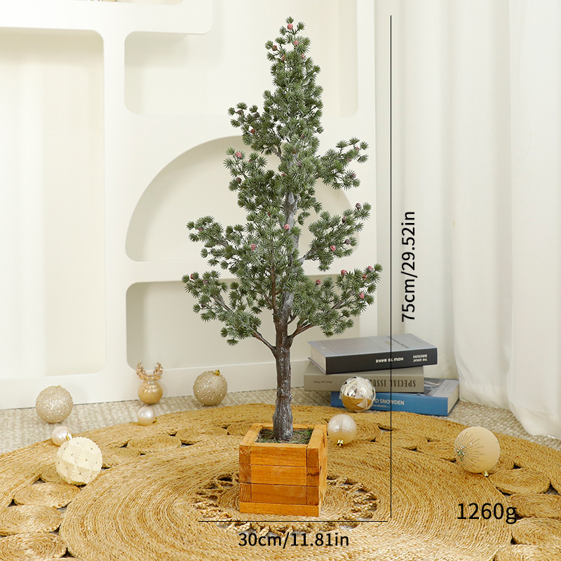 Amazon nueva simulación ciprés árbol de Navidad fondo de madera decoraciones navideñas decoraciones de ventana al por mayor