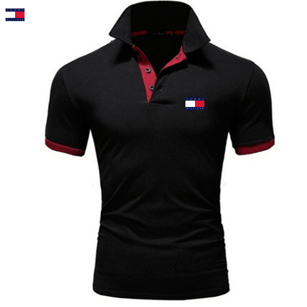 2025 Cross-Border Summer Men's Polo Shirt Lapel Short-Sleeved Golf Casual Sports T-Shirt Contrasting Colors in Stock