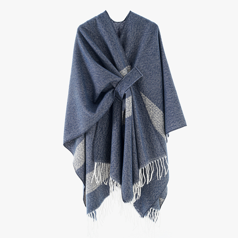 Transfronterizo Amazon Gradient Chale Plaid Abrigo Otoño Invierno Mantras Calentamiento Ribbon
