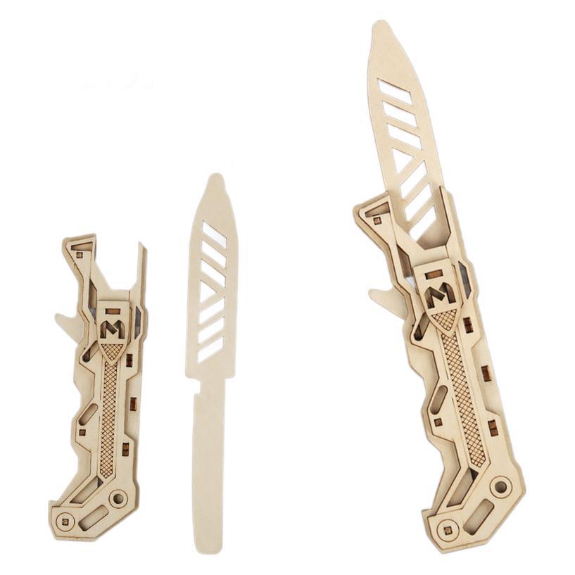 Cuchillo de patas de mariposa de madera, modelo de rompecabezas de ensamblaje, bloque de construcción de madera, juguete confuso, modelo tridimensional, cuchillo plegable