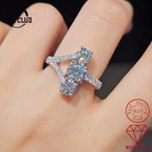 跨境星芒满镶D色莫桑石戒指银镀金欧美轻奢婚戒女engagement ring