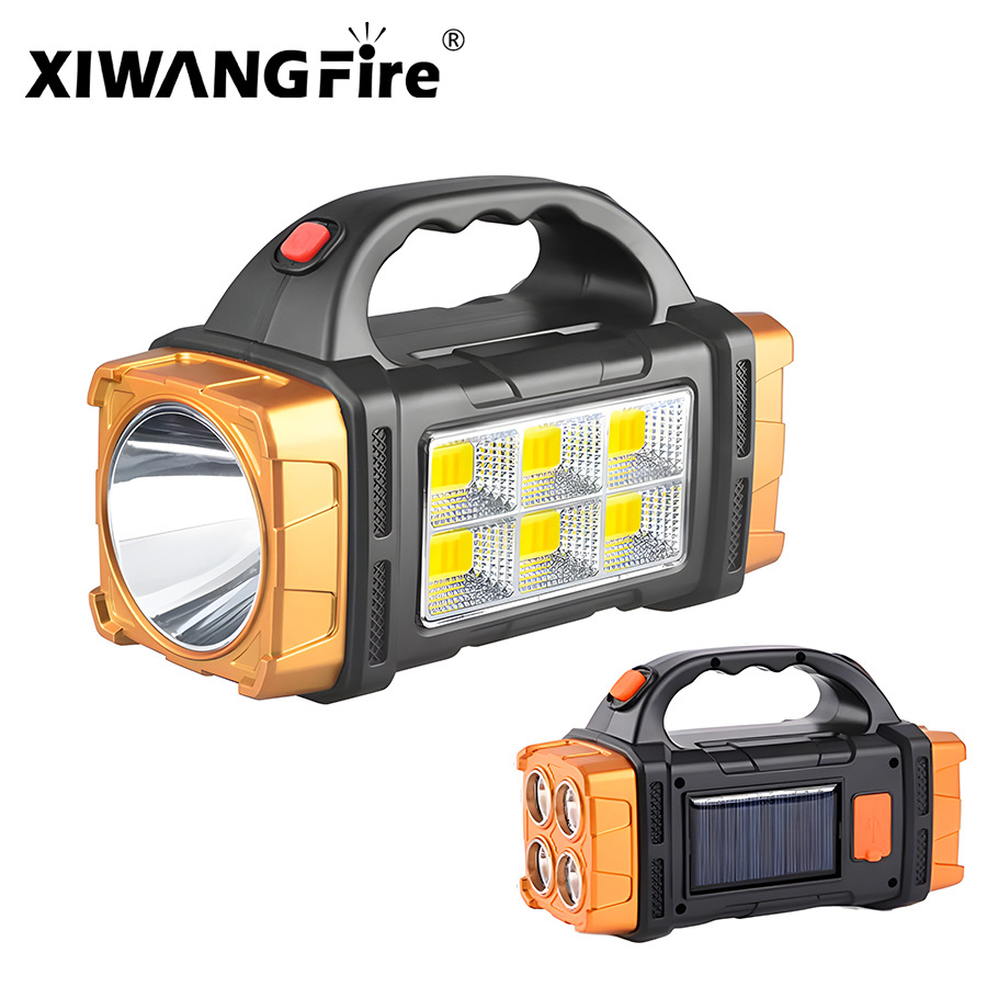 Luz solar al aire libre transfronteriza reflector portátil de luz LED de carga Luz portátil USB de doble fuente de luz Luz de emergencia portátil