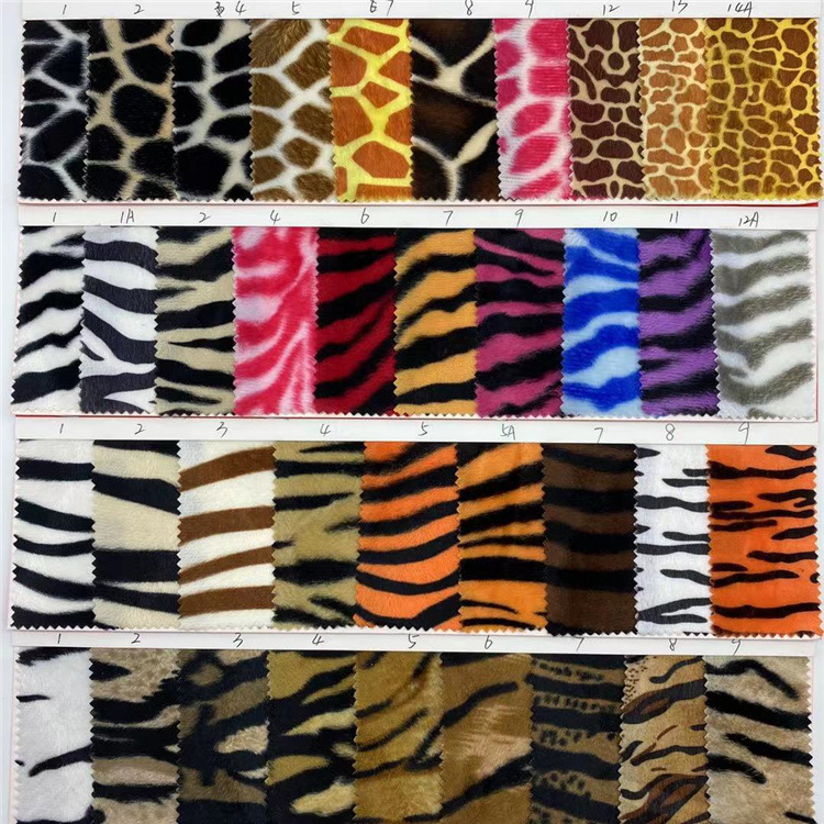 短毛绒布印花 剪毛绒印花 各种动物纹印花布料 箱包玩具毛绒面料