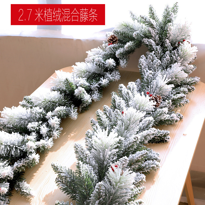 2.7m 暗号化された混合枝クリスマス籐クリスマス装飾階段手すり装飾ボールガーランド|undefined