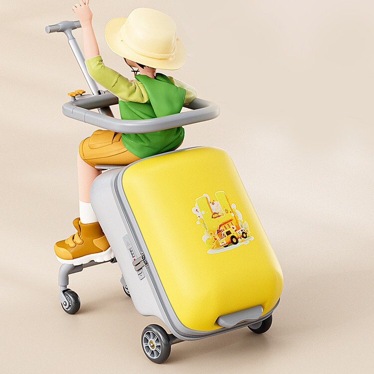 Children's Stroller Trolley Suitcase for Holiday Travel, Mommy Suitcase 20inch Large Capacity Baby Carry-On Lazy Suitcase