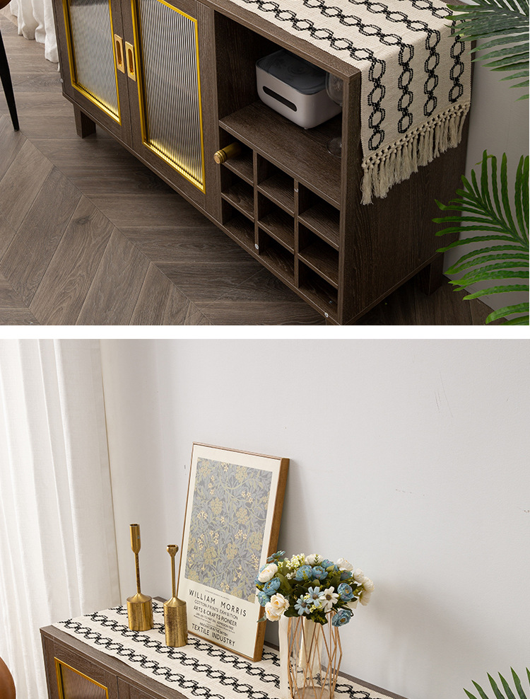 Nouveau drapeau de table tissé en coton, décoration assortie de couleur de gland, nappe longue bande, armoire à chaussures, armoire d'entrée_voghion.com