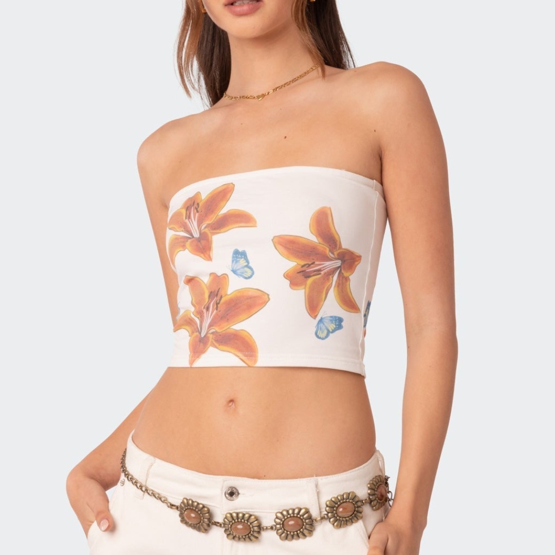 Retro style strapless top