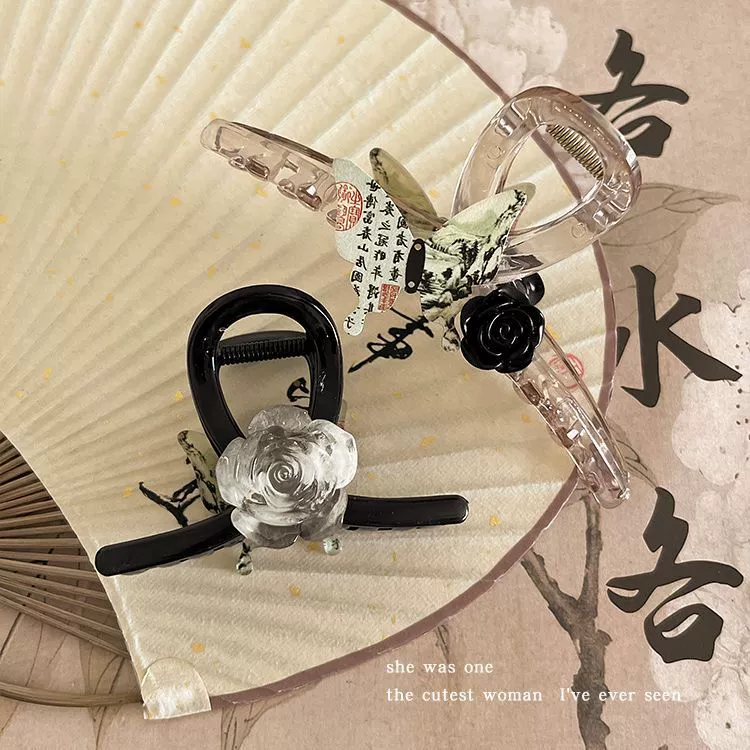Hair clip (butterfly crab), Chinese style, 13 cm, lightweight