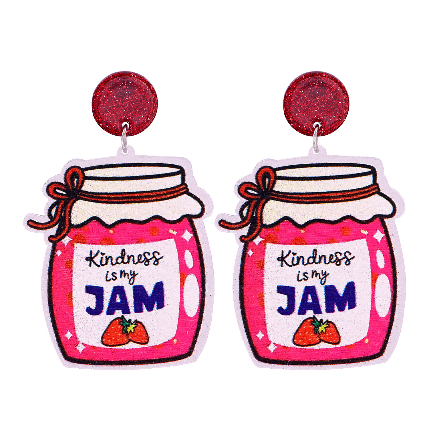 Geometric Pink Jam Canned Pendant Earrings display picture 7