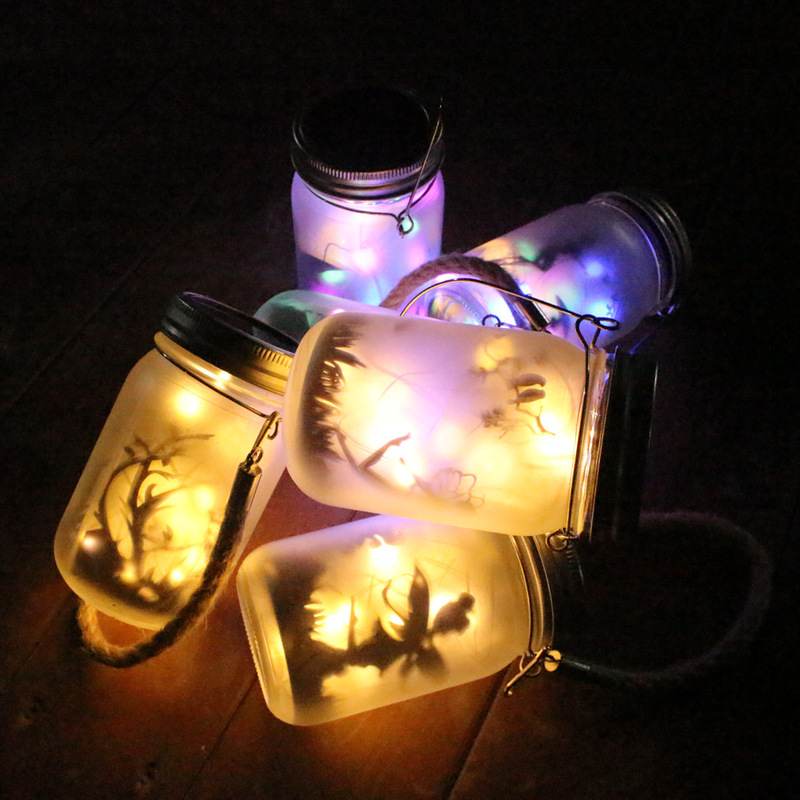 Solar Camping Light Mason Jar Fairy Bottle Garden Decoration Light Glass Pendant Solar Light Outdoor