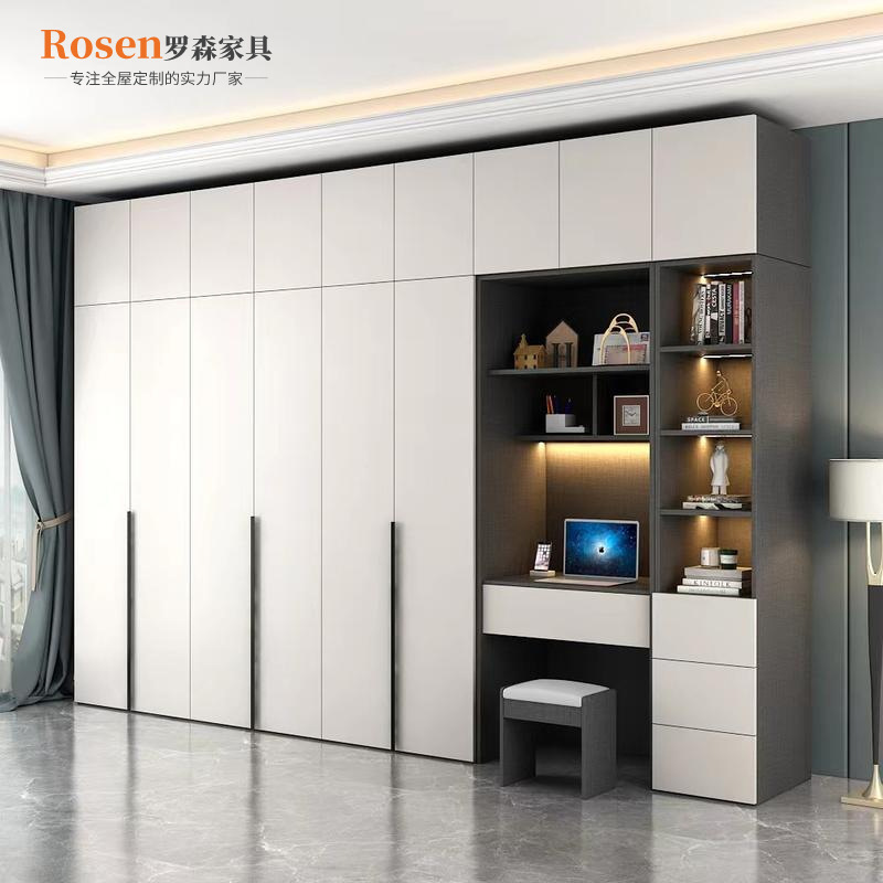 Custom-Made Solid Wood Wardrobe for the Whole House, Suitable for Home Use, Bedroom, Rental Apartment, Multi-Layer Storage Wardrobe with Sliding Doors, Walk-In Closet