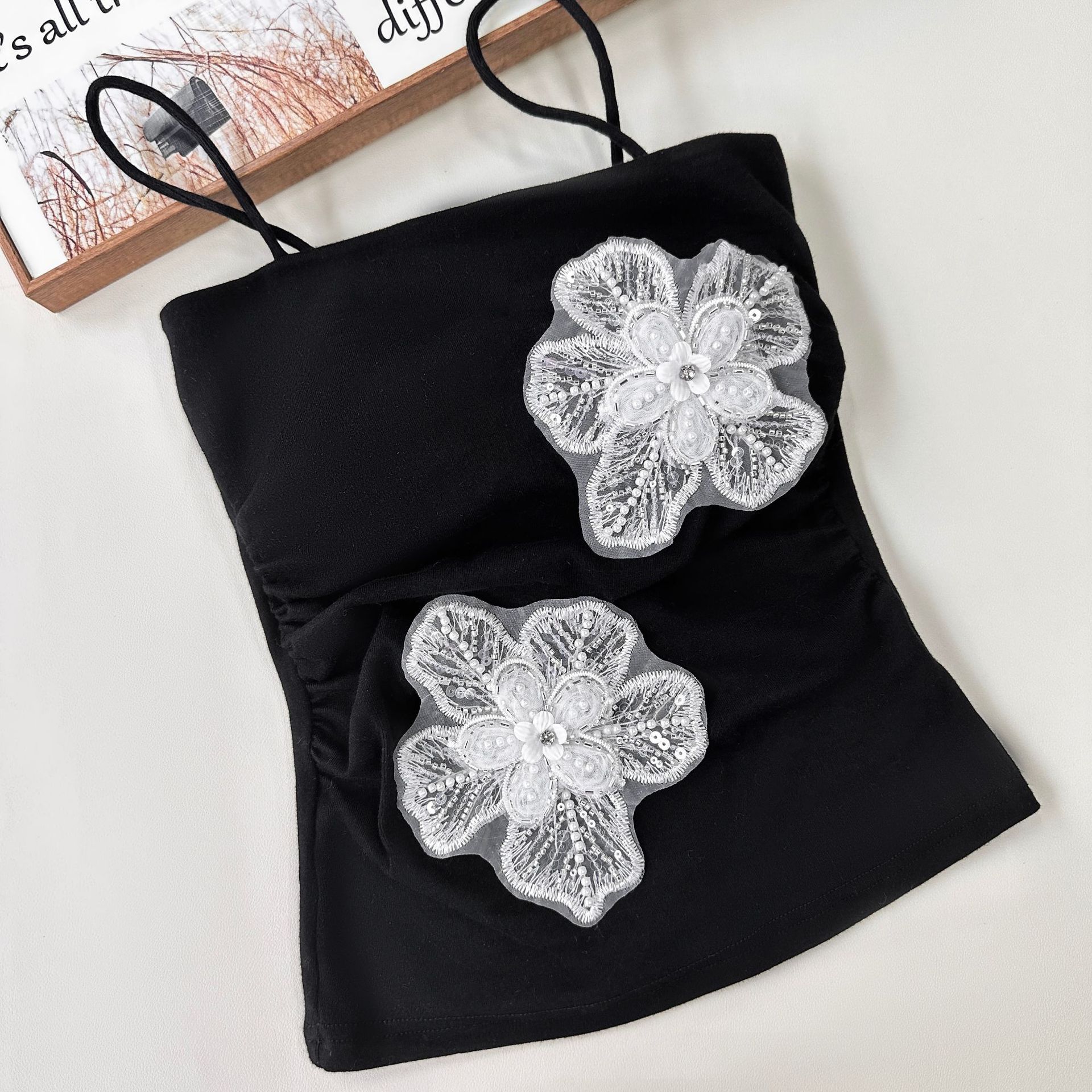 tela de tela de malla exquisita doble capa de encaje blanco parche de flores hecha a mano accesorios de joyería DIY accesorios de ropa accesorios de decoración