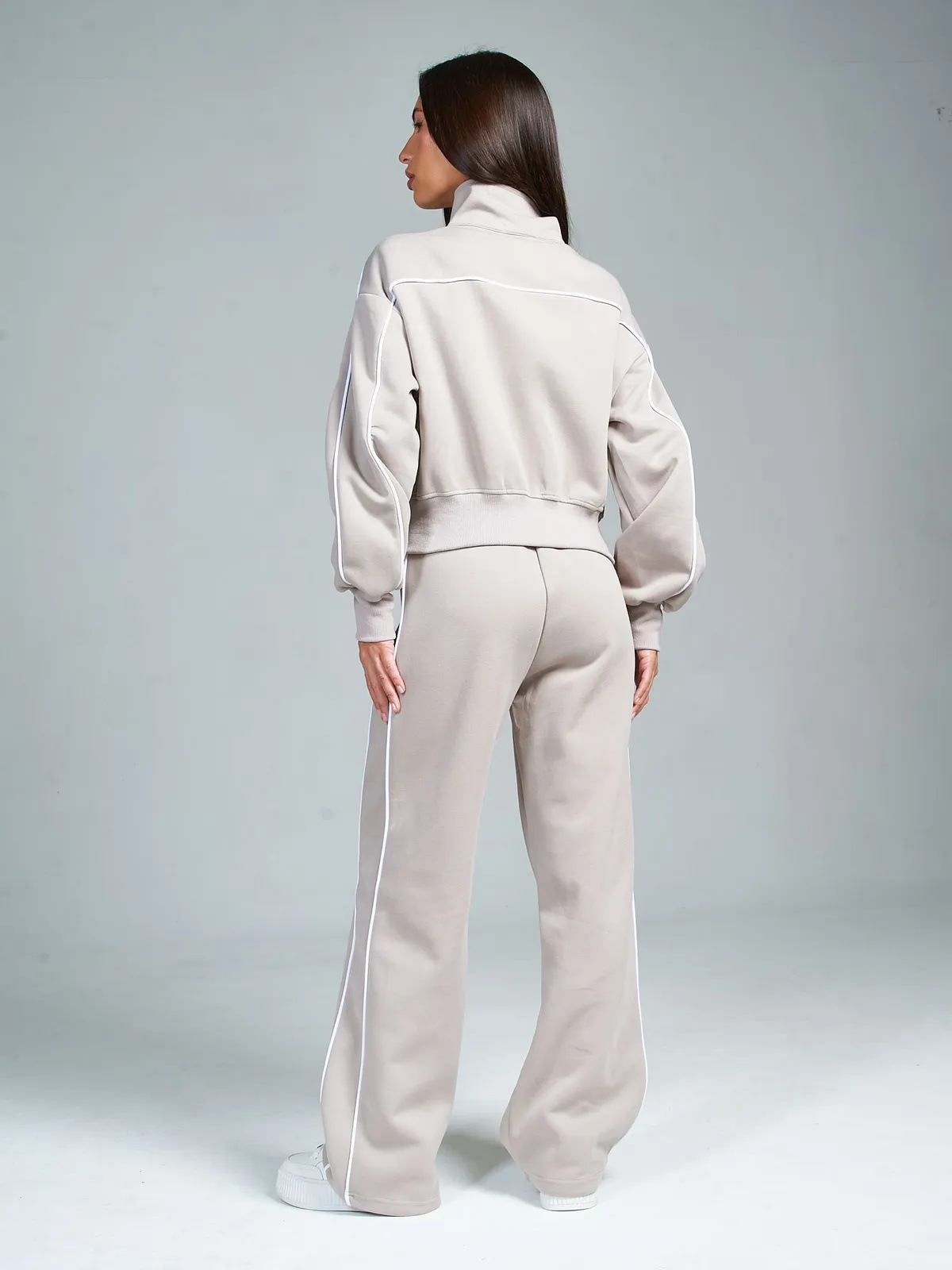 Women's Spring Autumn Sports Leisure Suit Loose Striped Sweatshirt Cardigan Trousers Fashion Pant Set Polyester Full Length_ecoleips.com