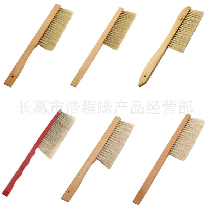 Beekeeping Equipment Tools Wooden Handle Single Double Two Three Rows Plastic Horsetail Bristle Bee Sweep Bee Brush Non-Hair Cleaning Beehive