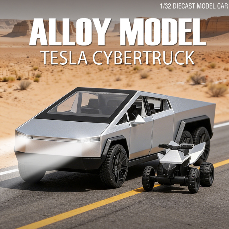 Chiyuan 1:32 six-wheel pickup truck + small motorcycle alloy model with opening doors, sound and light effects, and pull-back action Chiyuan 1:32 six-wheel pickup truck + small motorcycle alloy model with opening doors, sound and light effects, and pull-back action