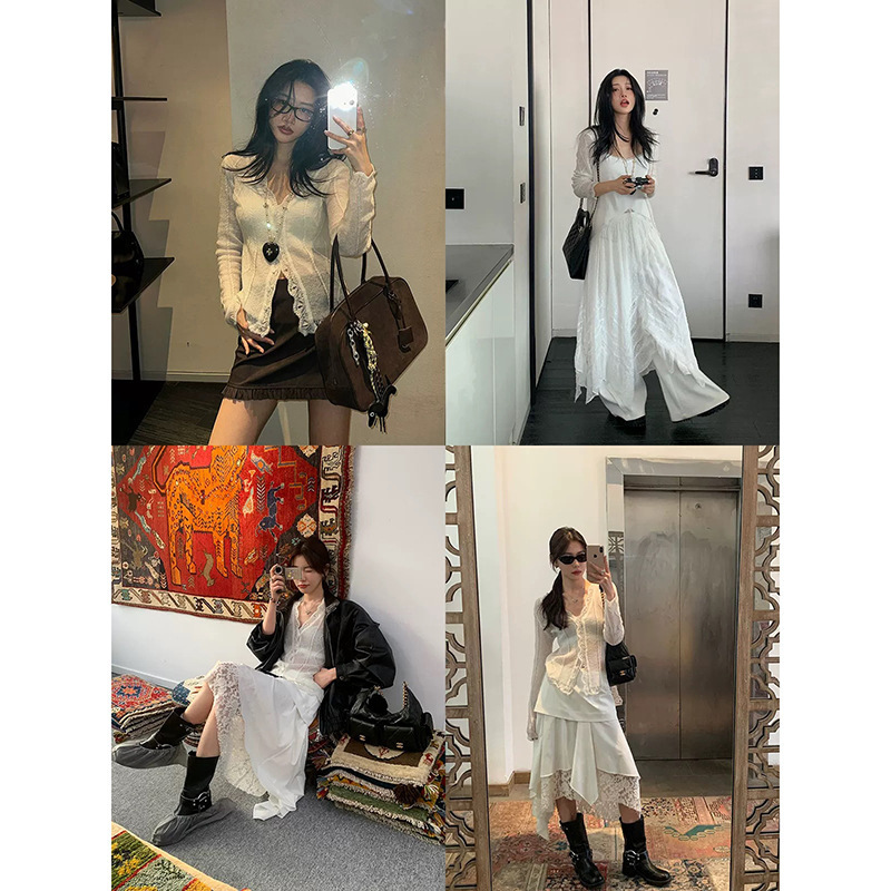 [Herbalife Yarn] Peruvian Imported Alpaca Lace V Neck Knitted Cardigan Women's Soft and Waxy Dopamine Top