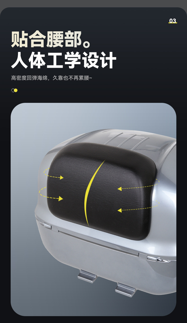 Retro Motorcycle Tail Box with Large Capacity, Scooter Rear Trunk Made of Abs Material, Large Capacity for Electric Vehicles
