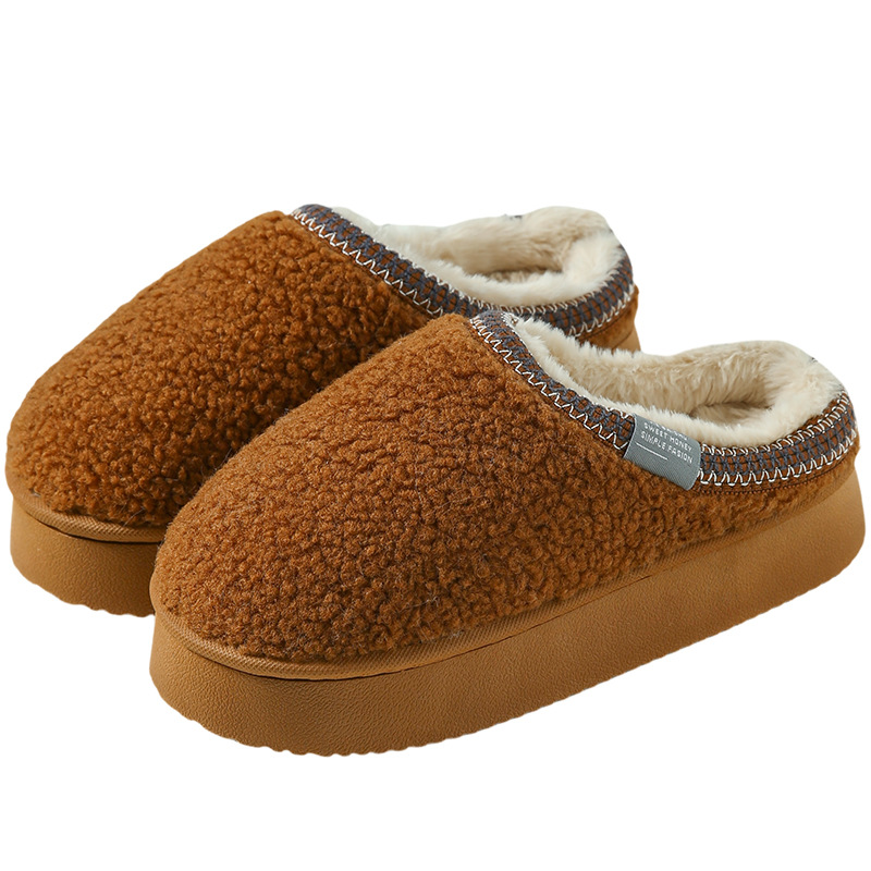 Zapatillas perezosas de suela gruesa Botas de nieve de una pieza de terciopelo granular 2025 nuevo otoño e invierno más zapatos de algodón de lana gruesa de terciopelo