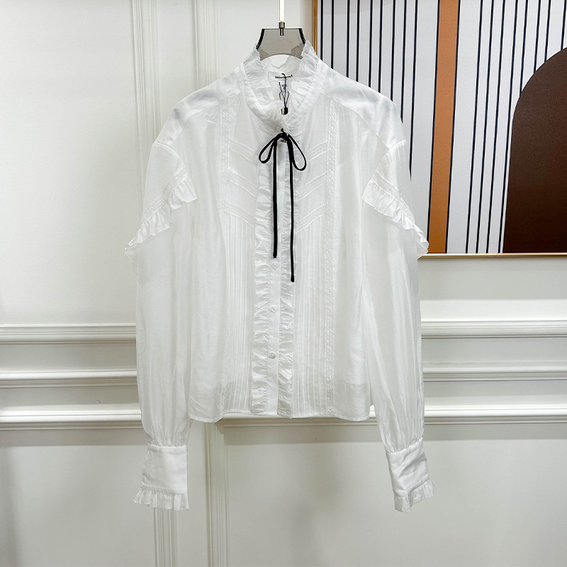 Spring retro lace long-sleeve with bow