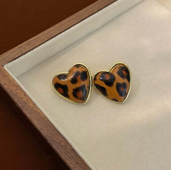 19#love leopard print earrings