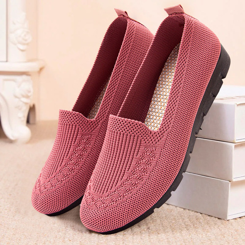 Women's Knit Shoes, Casual Comfortable, Lightweight, Soft Sole, Breathable, Middle-Aged and Elderly Mother Shoes
