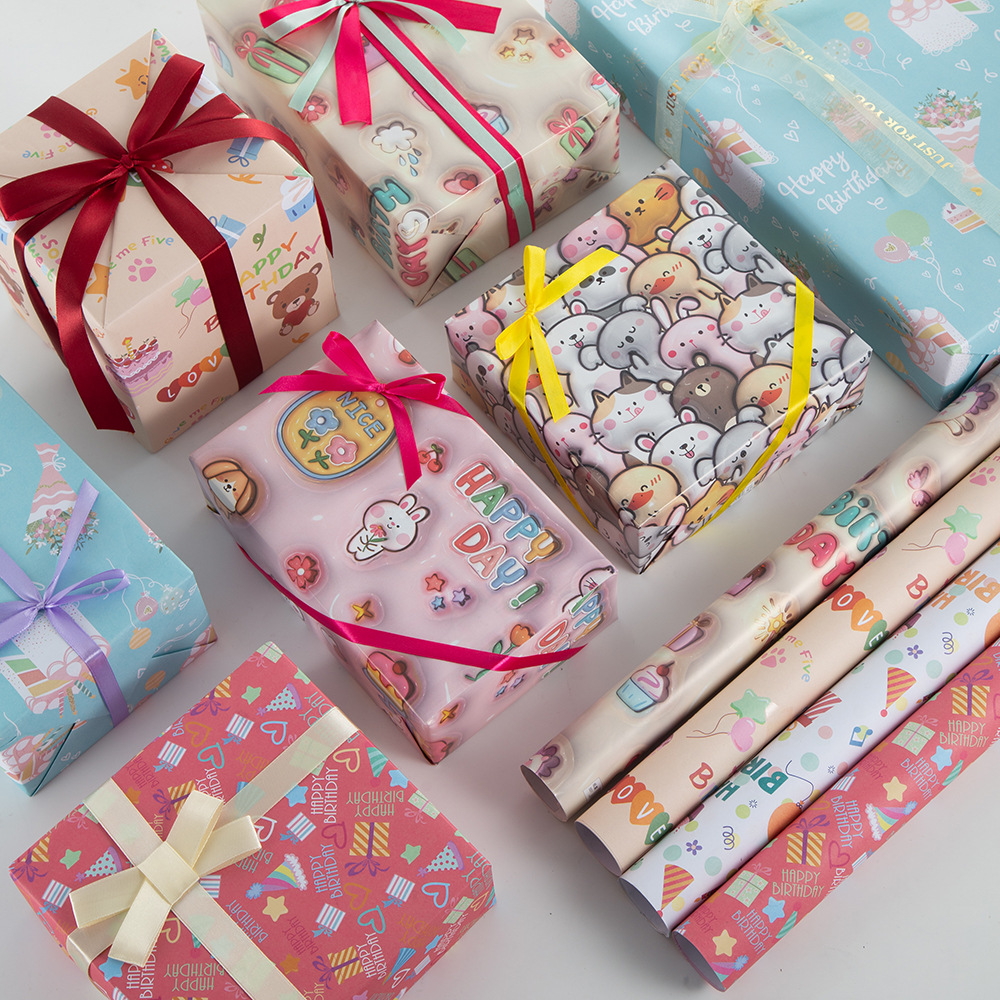 Original grande cumpleaños Día del niño Día del niño lindo regalo de dibujos animados regalo papel de embalaje grande caja de regalo papel decorativo
