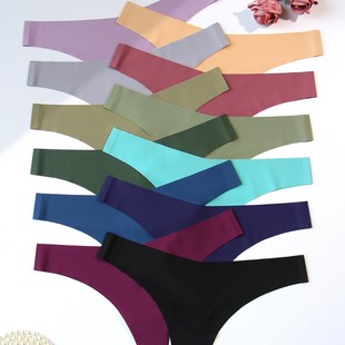 12Pcs Solid Color Traceless V-Shaped Sexy Ladies Underwear Seamless Breathable Soft Personality Novel Underwear Women Seamless