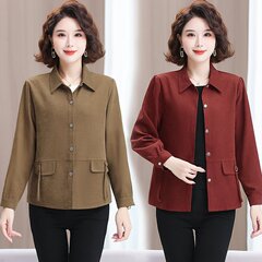 一件代发春秋2025季大码新款长袖衬衫妈妈时尚休闲薄款女打底衬衣