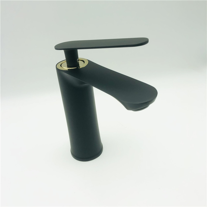 Black flat built-in frosted faucet hot and cold washbasin bathroom wash basin bathroom single hole faucet