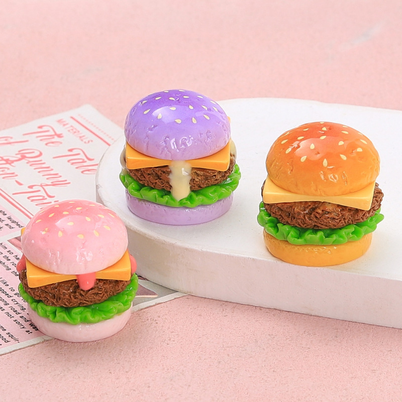 立体多色汉堡食玩创意手工diy奶油胶树脂配饰小配件饰品材料批发|undefined
