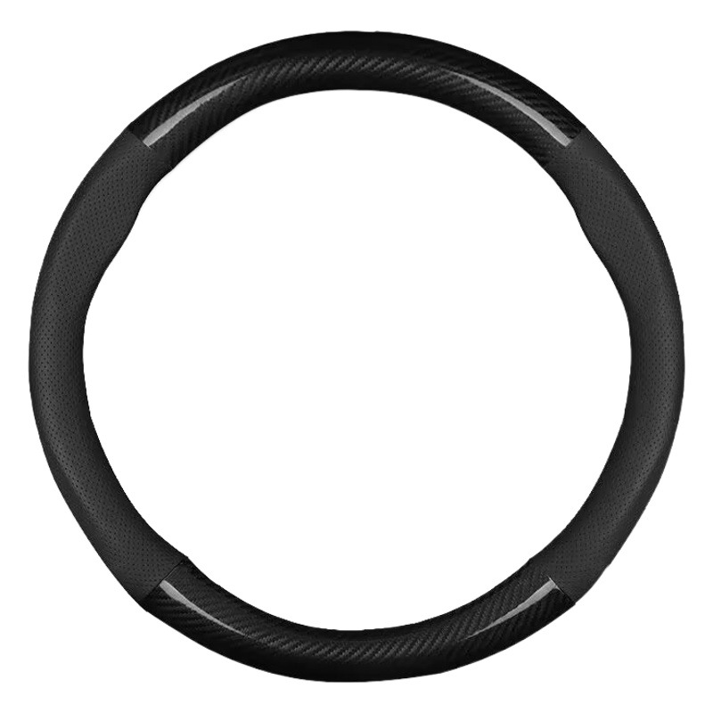 Fashionable atmospheric steering wheel cover breathable sweat-absorbent carbon fiber splicing handle cover cross-border car interior D-type handle cover
