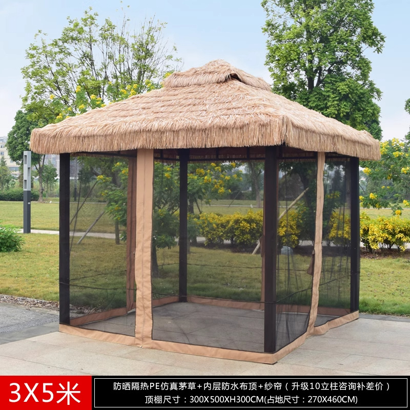 Pabellón al aire libre, techo galvanizado, pabellón de cuatro pilares, patio, jardín, techo, toldo de ocio, gran dosel de lluvia