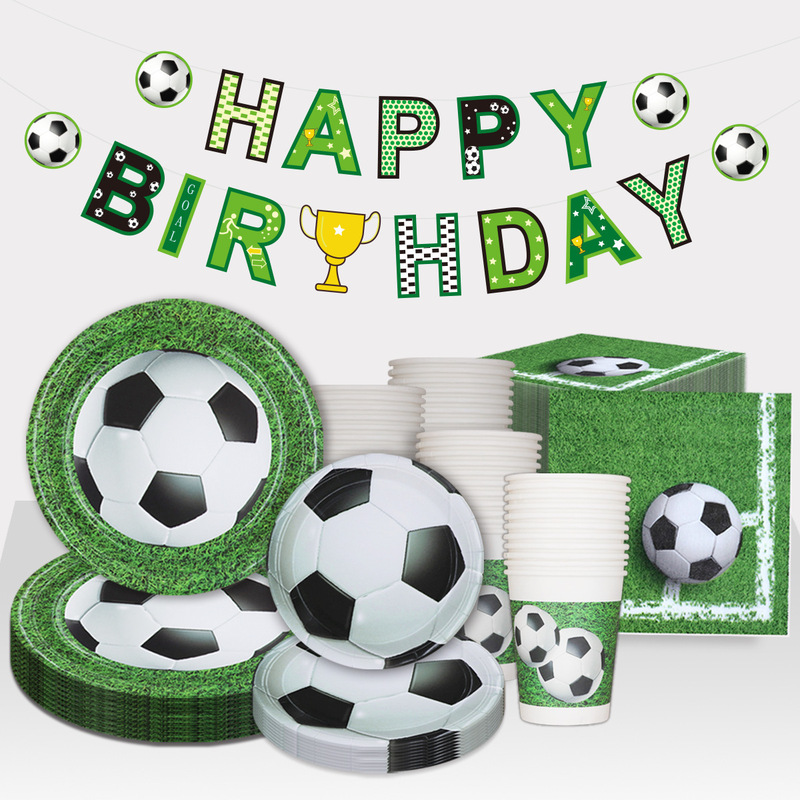 Birthday Decoration Sports Theme Set Party Tableware Paper Towel Paper Plate Paper Cup Cross-Border Black and White Football Party Supplies Birthday Decoration Sports Theme Set Party Tableware Paper Towel Paper Plate Paper Cup Cross-Border Black and White Football Party Supplies