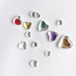8Mm10Mm12Mm14Mm16Mm18Mm Manicure Ultra-Small Heart Glass Bean Color Card Flat Bottom Nail Piece