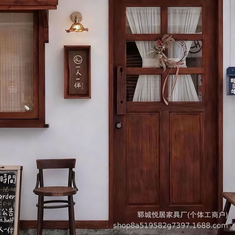 Old Elm Door B&B Hotel Decoration Glass Door and Window Set Old Decoration Entrance Store Single Opening Solid Wood Door Old Elm Door B&B Hotel Decoration Glass Door and Window Set Old Decoration Entrance Store Single Opening Solid Wood Door