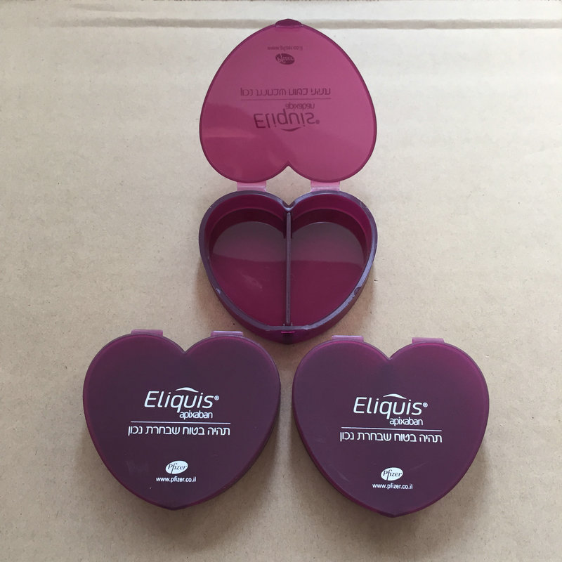 热销美国市场 PP材料爱心药盒 心形药盒 红心药盒 桃心药盒