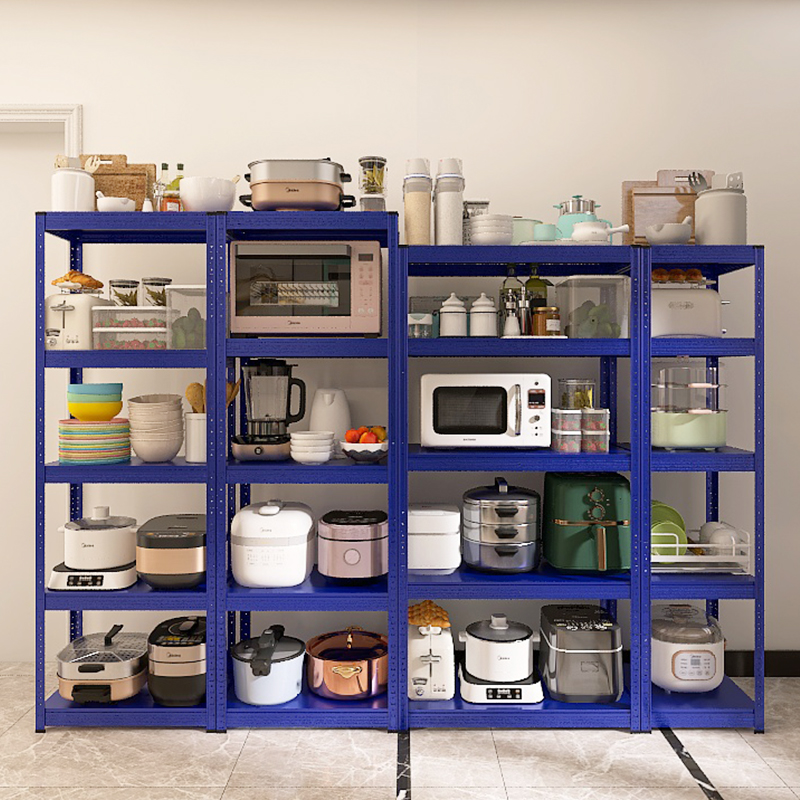 클라인 블루 주방 선반 바닥에 붙은 다층 전자 레인지 다기능 보관 선반 가정용 없음