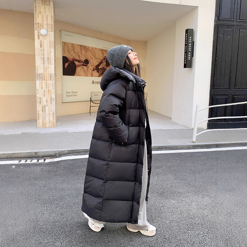 Women's down Jacket, Winter 2025 New Model, Long Over-The-Knee Length, Ankle-Visible, Thickened Coat, Pinghu Cold-Proof, with Hood