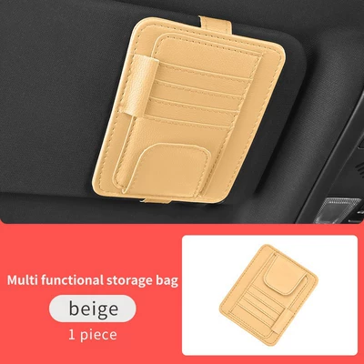 Car Glasses Clip/Bill Clip visor ticket holder, glasses clip - beige-bill-holder