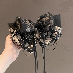 雪纺碎花气质百搭蝴蝶结马尾夹甜美公主头抓夹半扎发夹显发量发卡