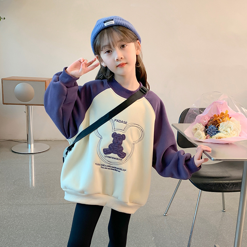 Women's Spring and Autumn Sweatshirt 2024 New Fashion Children's Spring Outfit Long Sleeve Little Girl Spring Kids Top Loose T-shirt