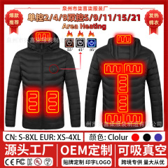 メーカー直販越境爆発金発熱綿服持続加熱ダブルコントロール恒温保温綿服発熱服綿服男
