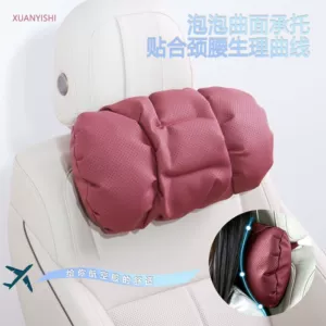 Amazon Car Headrest Premium Anti-Stain Leather Bubble Cotton Car Pillow Breathable Ventilated Car Lumbar Cushion Waist Support