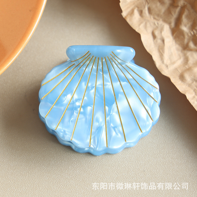 酢酸貝殻ヘアクリップ 海の夏の新作 ホタテ貝ヘアピン 後頭部シャーククリップ 高級感ヘアアクセサリー|undefined