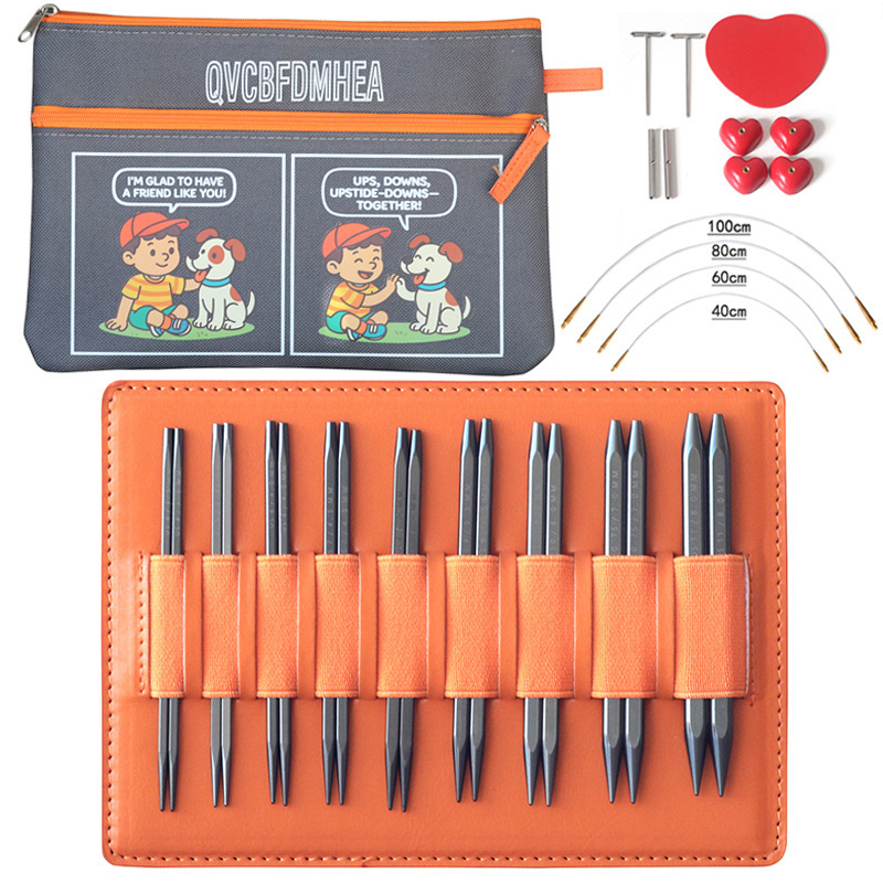 Herramientas de tejido QVCBF 11cm de alúmina cuadrada aguja de suéter desmontable política 9 paquete 3.5mm-8.0mm