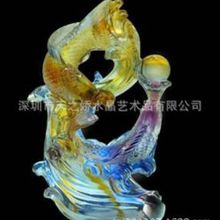 欢喜有余琉璃摆件双喜跃腾工艺品琉璃鱼琉璃制作周年庆开业礼品