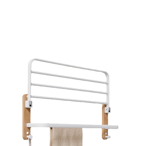 High-quality hole-free solid wood style birch wood white bath towel rack and holder set corner shelf toilet brush