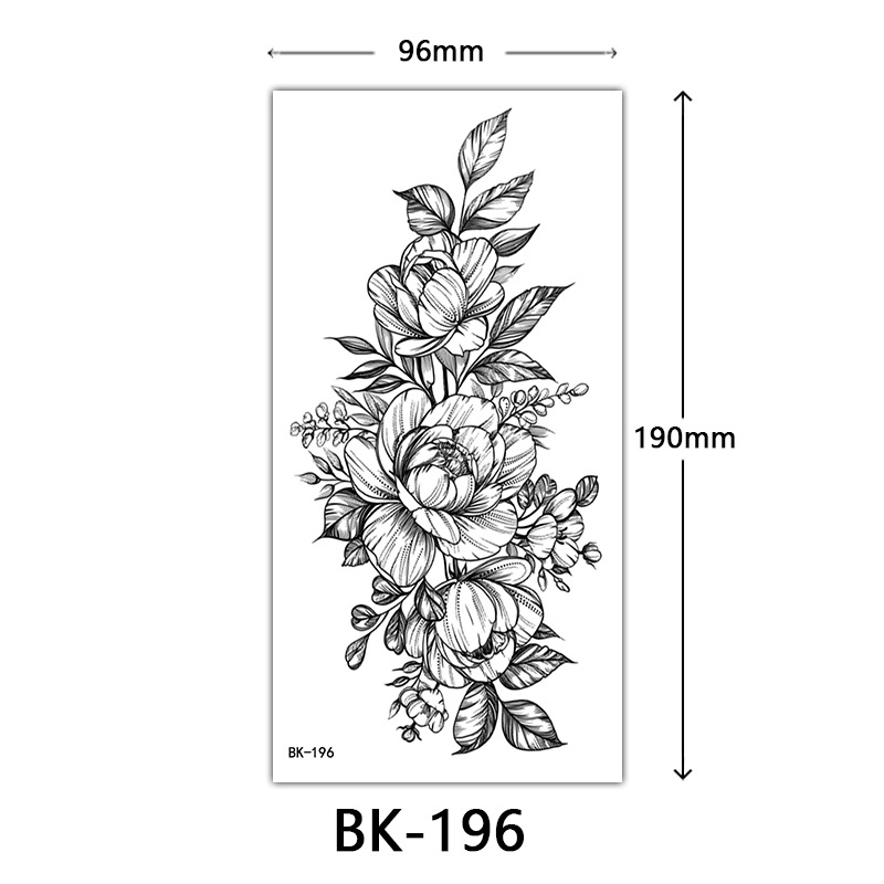Tatuaje Temporal de Flores Boceto de Papel de Transferencia al Agua, Impresión por Transferencia de Agua, para Cuerpo image 202