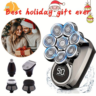 6 in 1 Premium Head Shaver for Bald men Wet/Dry Electric跨境